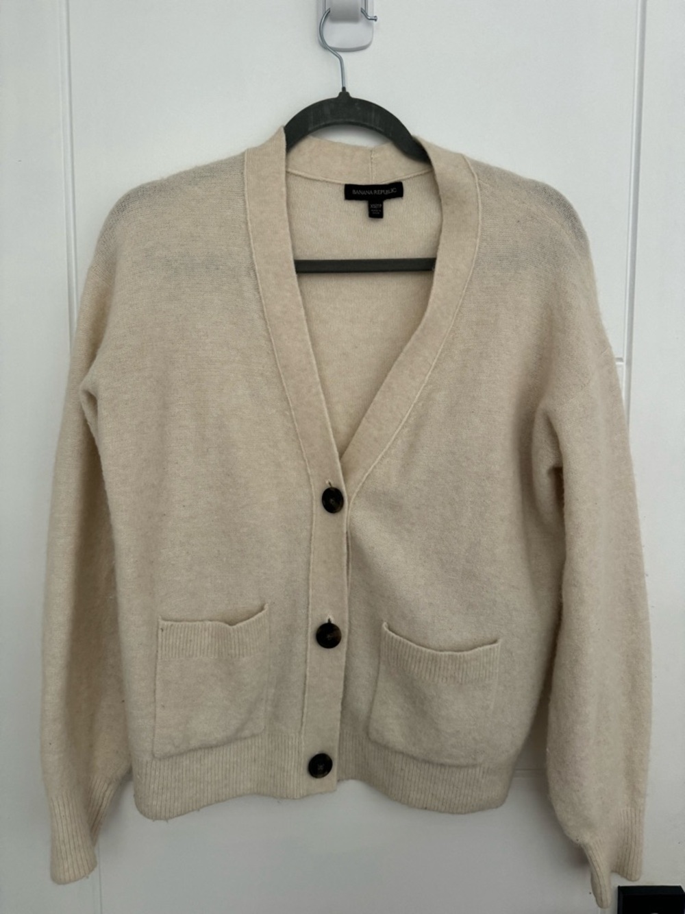 Banana Republic Cream Button-Front V-Neck Cardigan